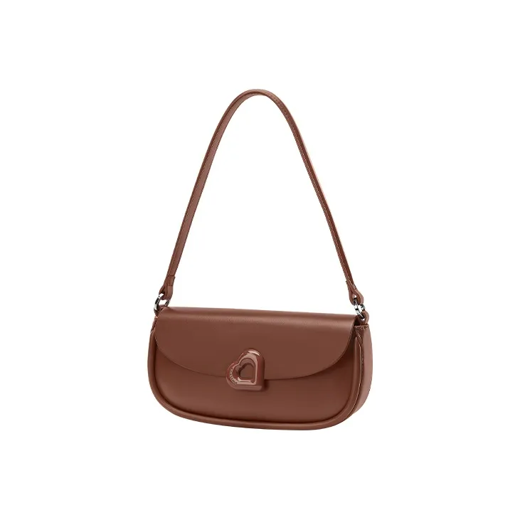 ONE TIME Synthetic Leather Baguette Bag Shoulder Bag Trumpets Women's Hazelnut Brown-2