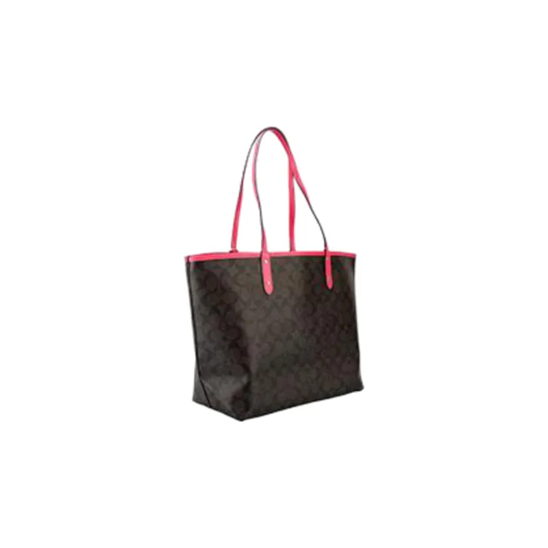 COACH City PVC Combo Bag, Tote Bag, Shopping Bag, Handbag, Shoulder Bag Women's Pink & Coffee-2