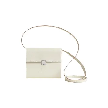 HERMES Clic Mysore Goat Skin Handheld Shoulder Bag Crossbody Bag Regular Women's Mushroom White