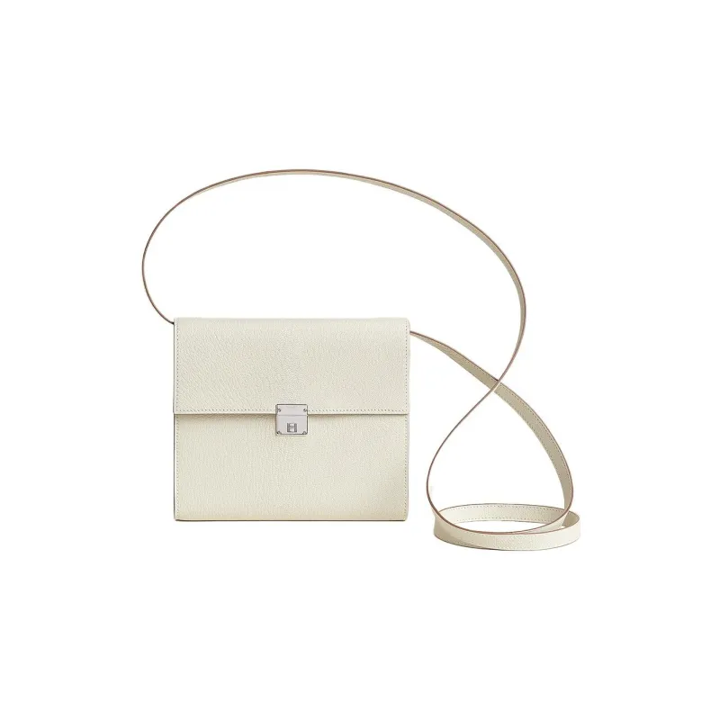 HERMES Clic Mysore Goat Skin Handheld Shoulder Bag Crossbody Bag Regular Women's Mushroom White-0