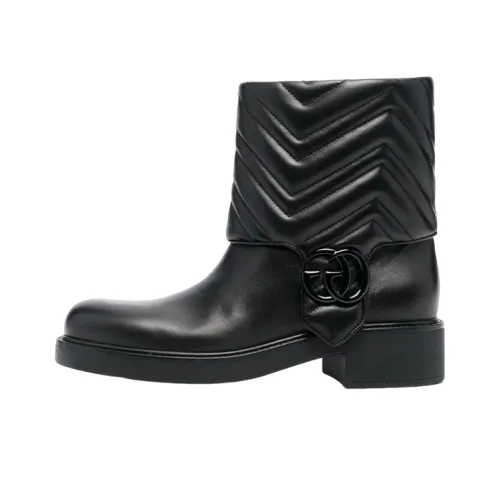 GUCCI GG Leather Ankle Boot Black Women's