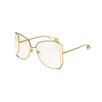 GUCCI Metal Irregular Shape Sunglasses Women's Gold
