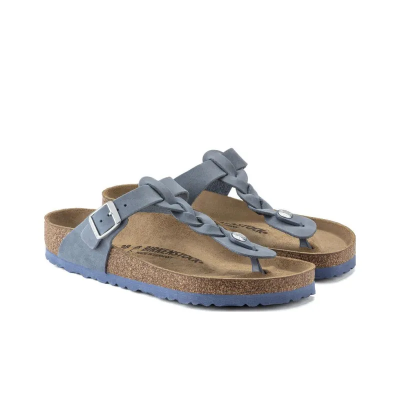 Birkenstock Gizeh Braided Antibacterial Flip Flops Women's Blue-2