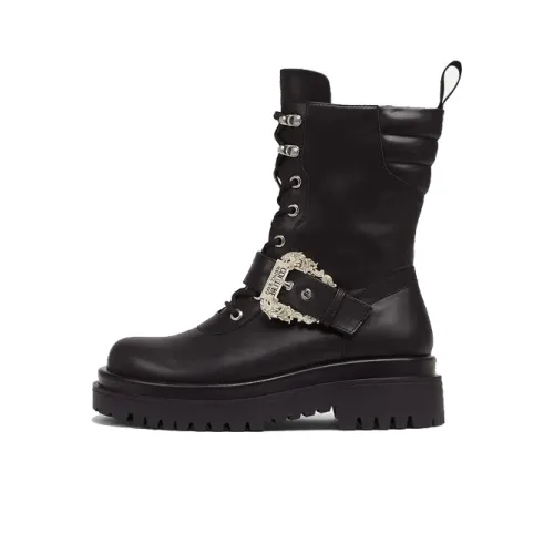 VERSACE JEANS Couture Drew Baroque-buckle Combat Boots