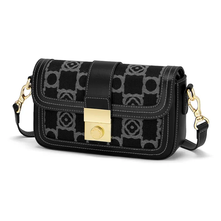 MashaLanti Microfiber Synthetic Leather Small Square Bag Shoulder Bag Small Size Women's Black-1