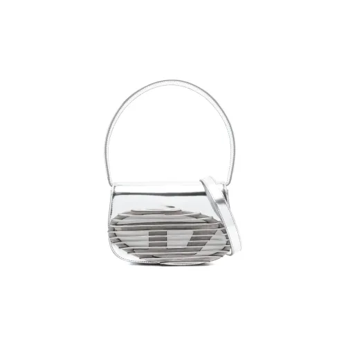 DIESEL Leather & Brass 1DR Bag, Portable Crossbody Bag, Shoulder Bag Women's Silver
