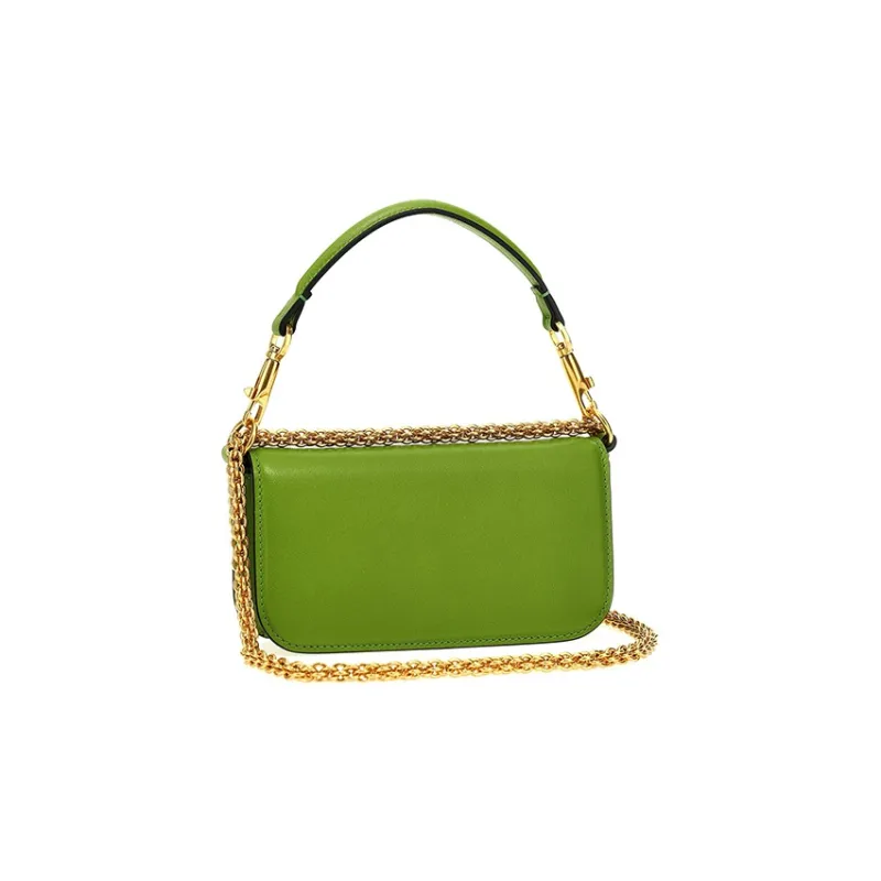 Valentino Locò Calfskin One Shoulder Handbags Small Size Women's Green-1