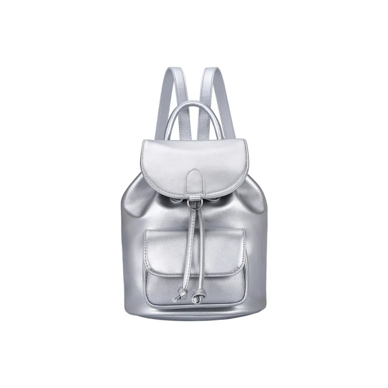 UNITE STAR PU Good Looking Versatile Students Backpack Regular Women's Silver/Black-3