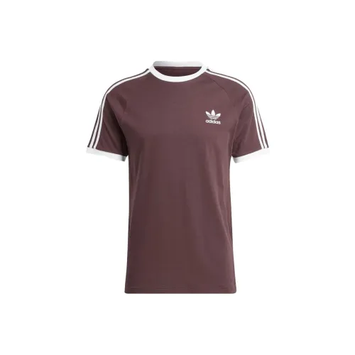 Adidas Originals Shamrock Retro Stripes T-Shirts Men Brown