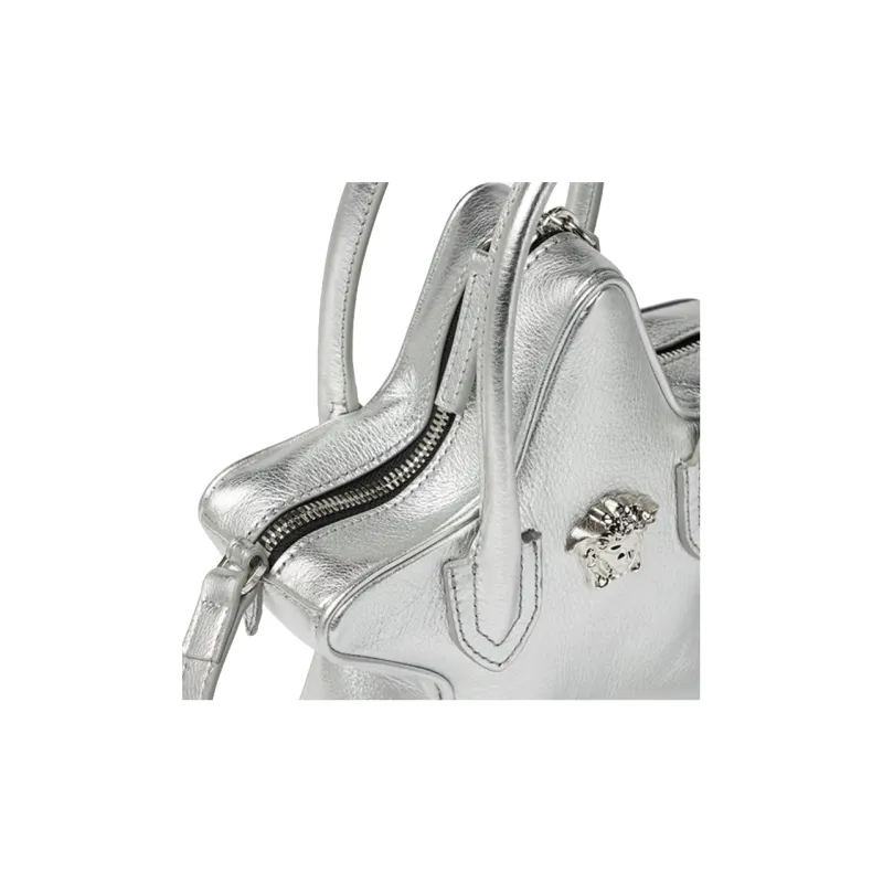 VERSACE Calfskin Handbag Shoulder Bag Crossbody Bag Mini Kids' Silver-2