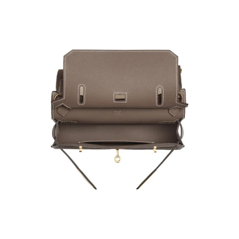 HERMES Jypsiere Evercolor Leather Shoulder Bag Crossbody Bag Mini Women's Elephant Gray-6