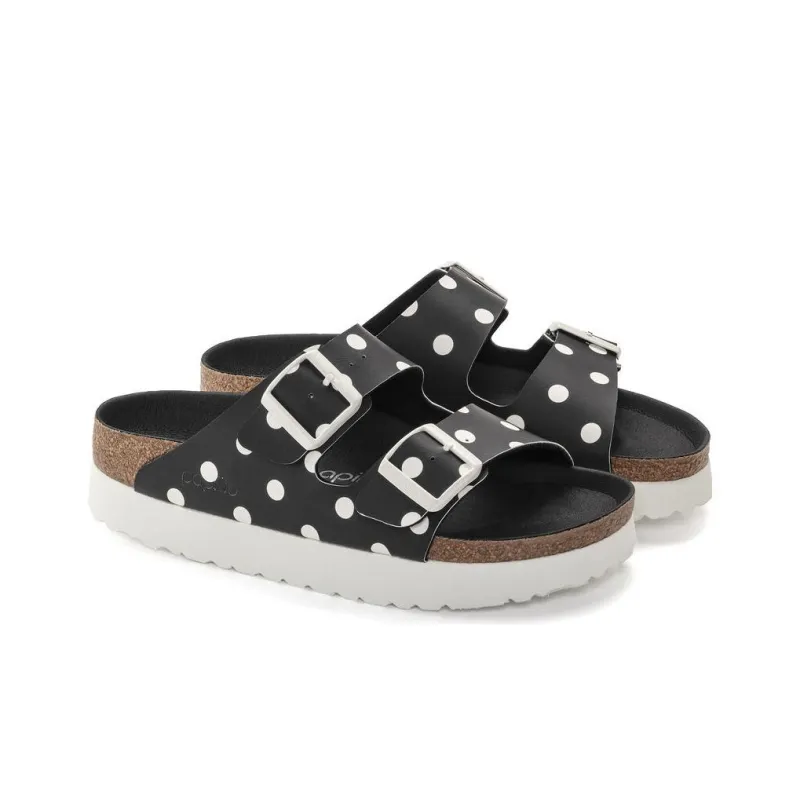 Birkenstock Arizona Platform Birko Flor Narrow Fit 'Black White Dots' Women's-3