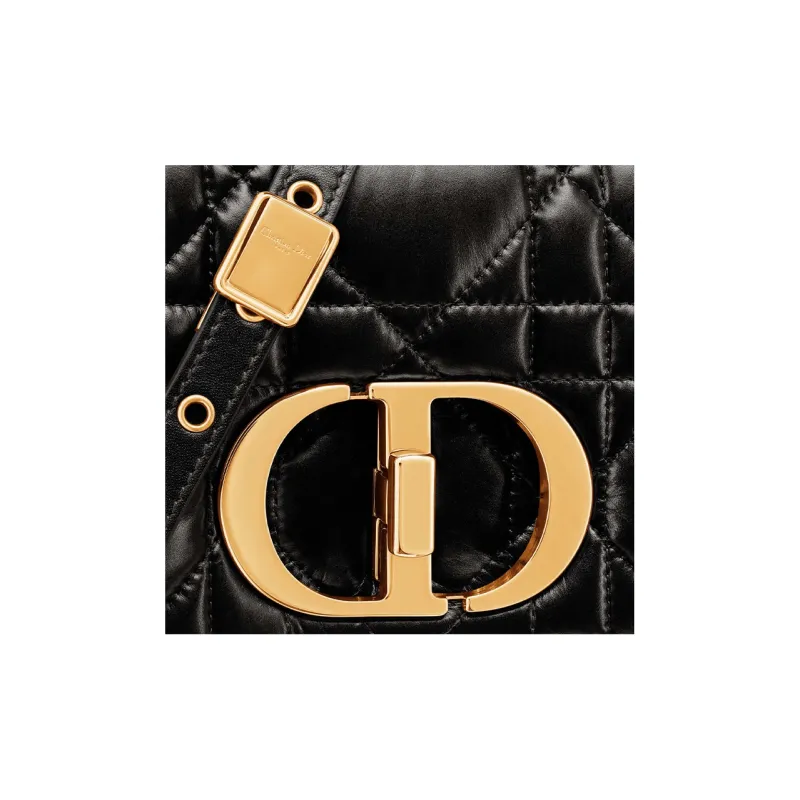 DIOR Caro Cow Leather Clutches Shoulder Bag Crossbody Bag Small Size Women's Black-5