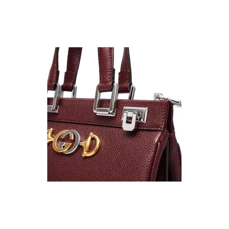 GUCCI Zumi Leather Shoulder Bag Crossbody Bag Handbag Small Size Women's Deep Red-5