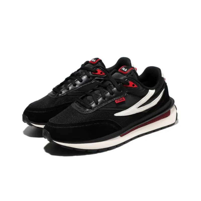 FILA Renno Abrasion Resistant Low Top Chunky Sneakers Unisex Black-2
