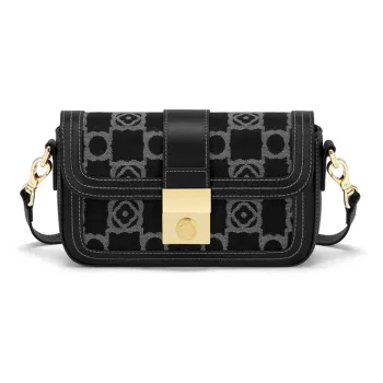 MashaLanti Microfiber Synthetic Leather Small Square Bag Shoulder Bag Small Size Women's Black