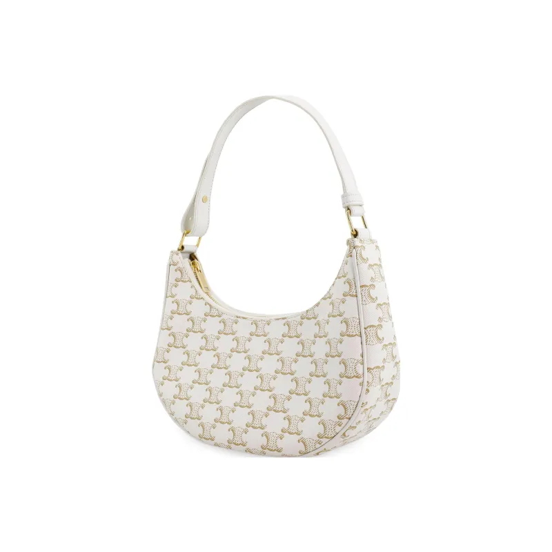 CELINE TriompheAVA Canvas With Leather Shoulder Bag, Handbag Regular Women's White-2