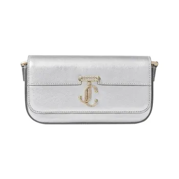 Jimmy Choo Nappa Leather Handbag Shoulder Bag Women's Silver