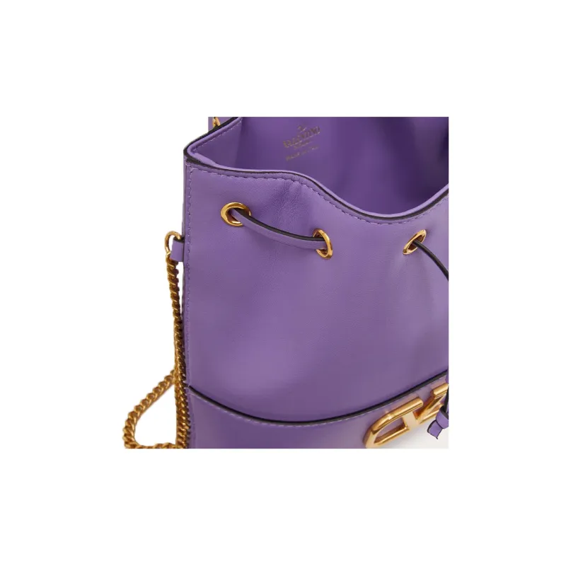 Valentino GARAVANI Leather Bucket Bags Shoulder Bag Crossbody Bag Mini Women's Purple-6