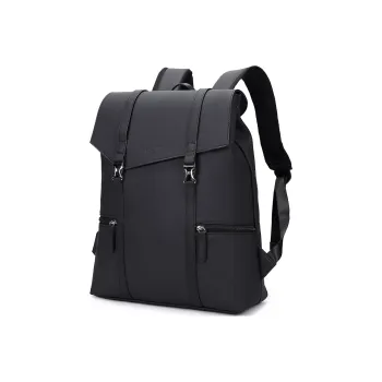 Slazenger PU Leather Patchwork Backpack Large Size Unisex Graphite Black