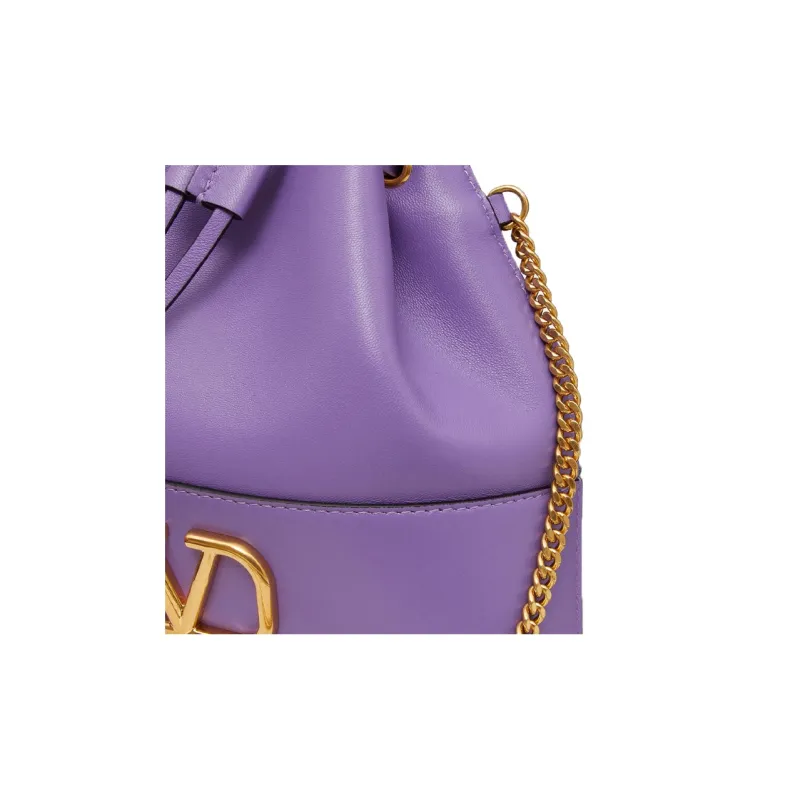 Valentino GARAVANI Leather Bucket Bags Shoulder Bag Crossbody Bag Mini Women's Purple-5