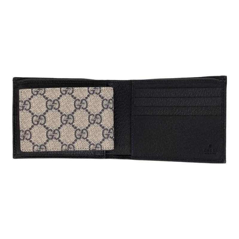 GUCCI Canvas With Leather Wallet Men's Cream/Navy-3