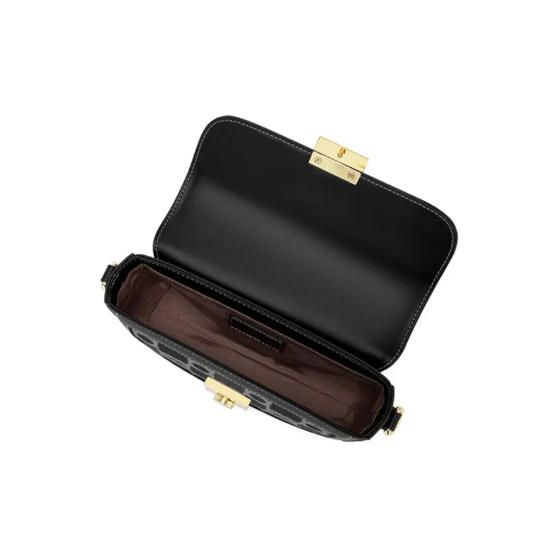 MashaLanti Microfiber Synthetic Leather Small Square Bag Shoulder Bag Small Size Women's Black-3