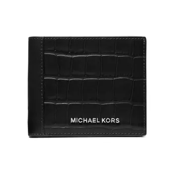 MICHAEL KORS Hudson Cow Leather Wallet, Card Holder Men's Black