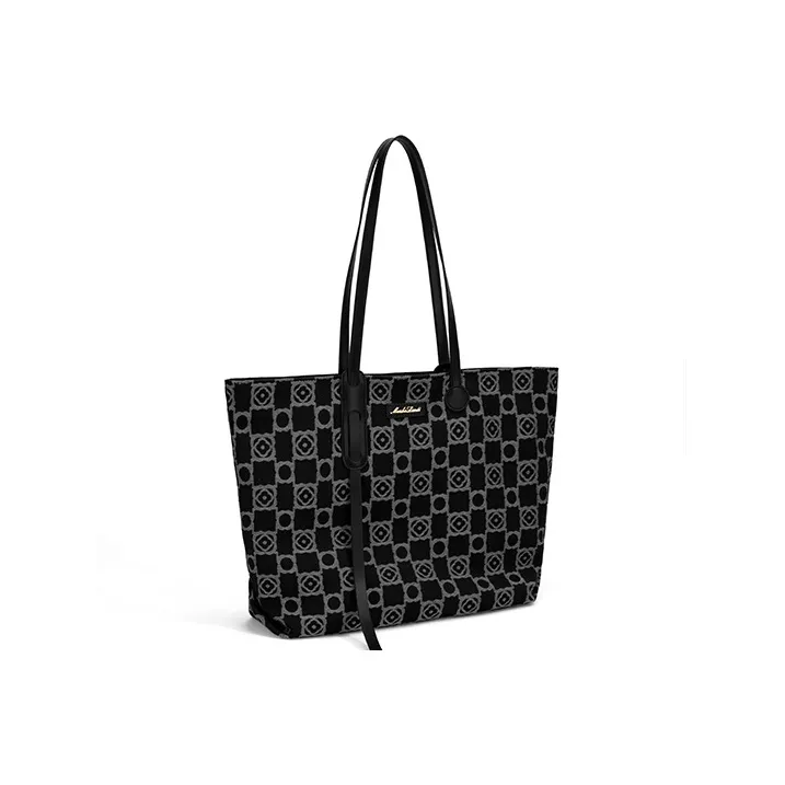 MashaLanti Microfiber Synthetic Leather Tote Bag Shopping Bag Handbag Shoulder Bag Large Size Women's Black-1