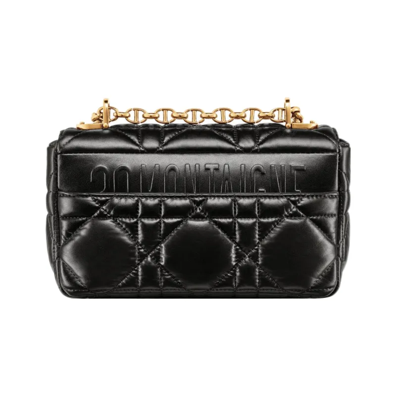 DIOR Caro Cow Leather Clutches Shoulder Bag Crossbody Bag Small Size Women's Black-3