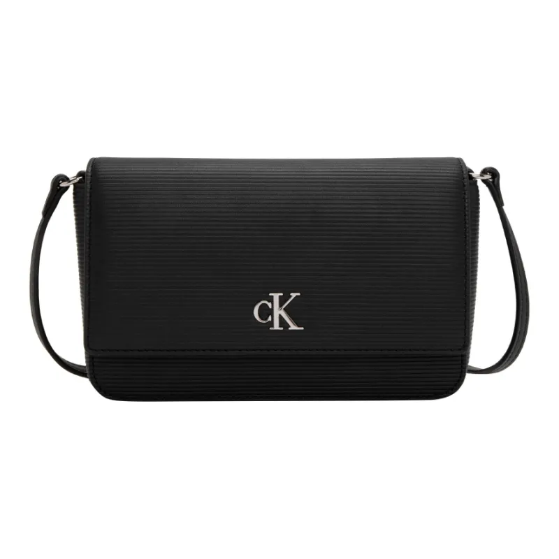 CALVIN KLEIN Synthetic Material Envelope Bag, Shoulder Bag, Crossbody Bag Medium Size Women's Space Black-0