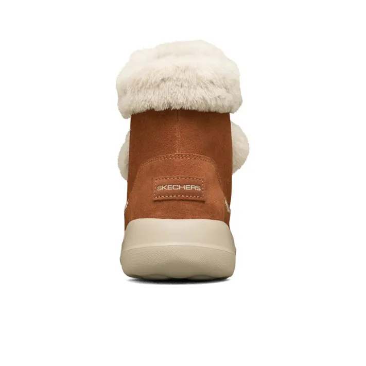 Skechers On The Go Joy Pompom Snow Boots 'Brown White' Women's-3