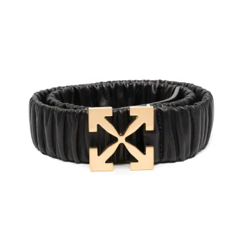 OFF-WHITE Pattern Buckle Plate Buckle Leather Belts Women's Black Width: 4CM