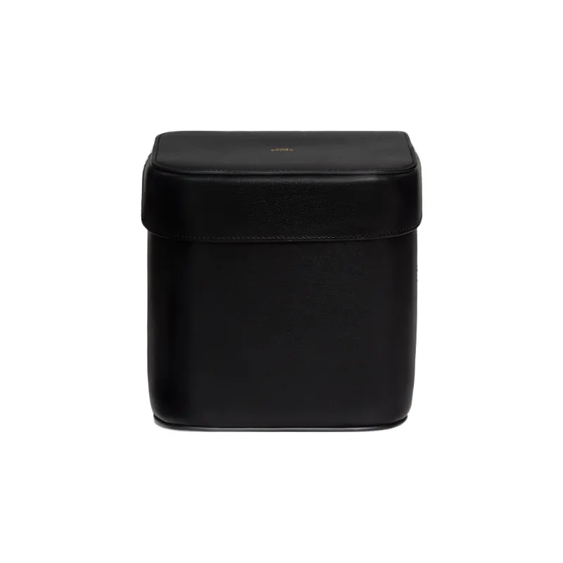 CELINE Shiny Calfskin Storage Box And Storage Bag Large Size Women's Black-2
