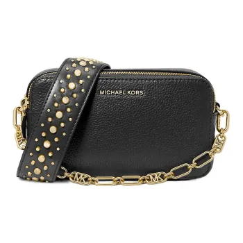 MICHAEL KORS Jet Set Cow Leather Camera Bag, Shoulder Bag, Crossbody Bag Small Size Women's Black