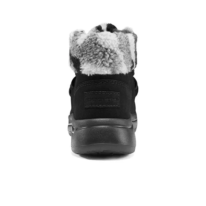 Skechers Go Walk Arch Fit Warm Slip-Resistant Short Snow Boots Women's Black Gray-3