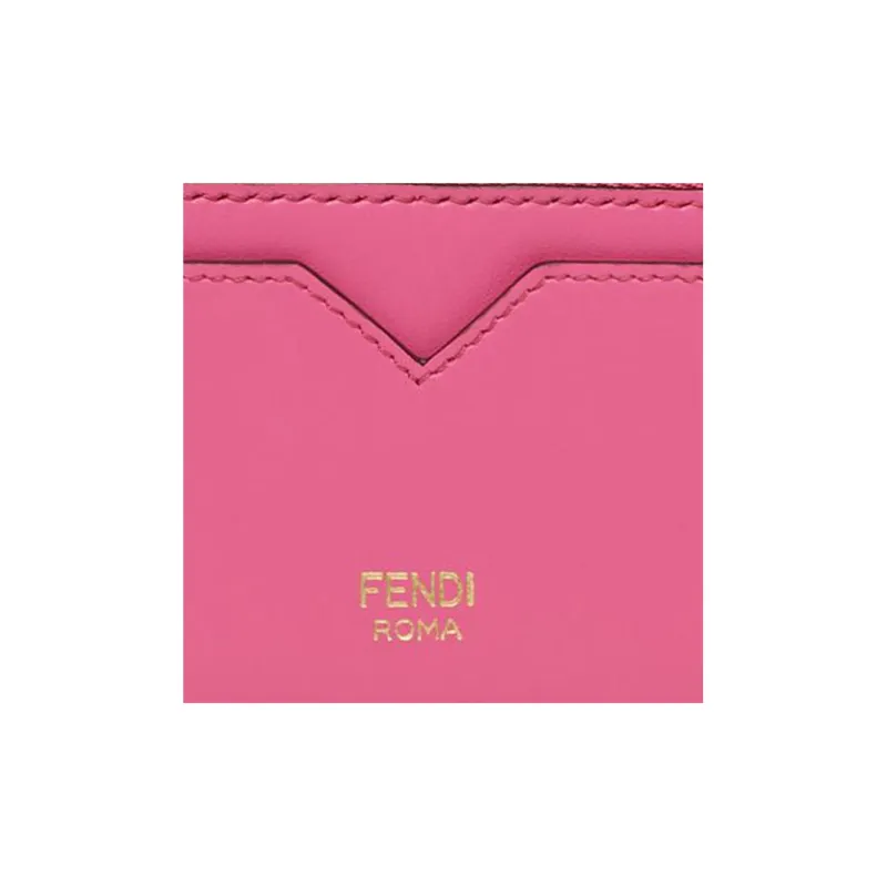 FENDI FF Diamonds Series Leather Card Holder Women's Fuchsia/Dark Pink-3