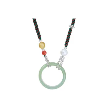 Linguanying Bean Type Jadeite Ring Pendant Necklace Women's