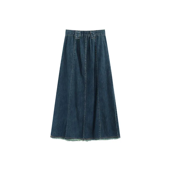 Garbege Denim Long Skirts Women's Blue-1