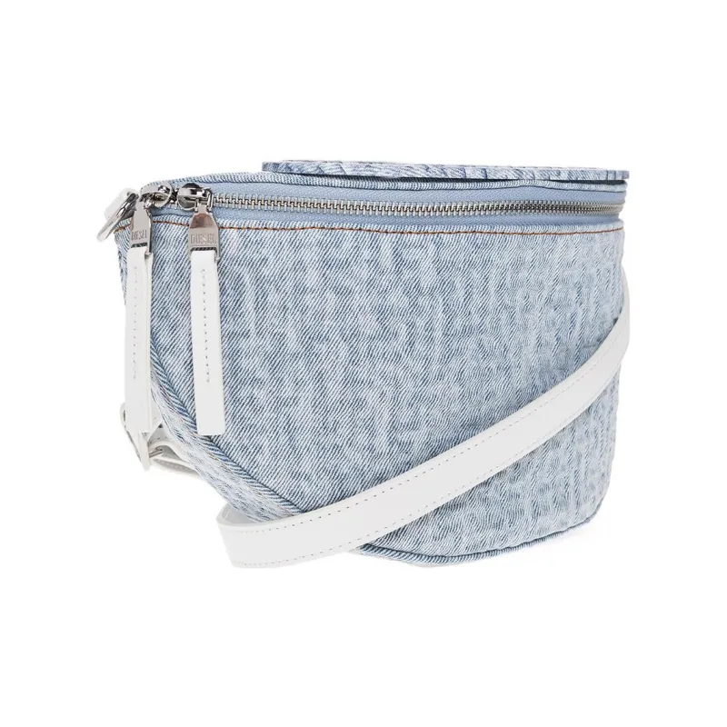 DIESEL Cotton With Cow Leather Crossbody Bags Fanny Pack Women's Blue-2