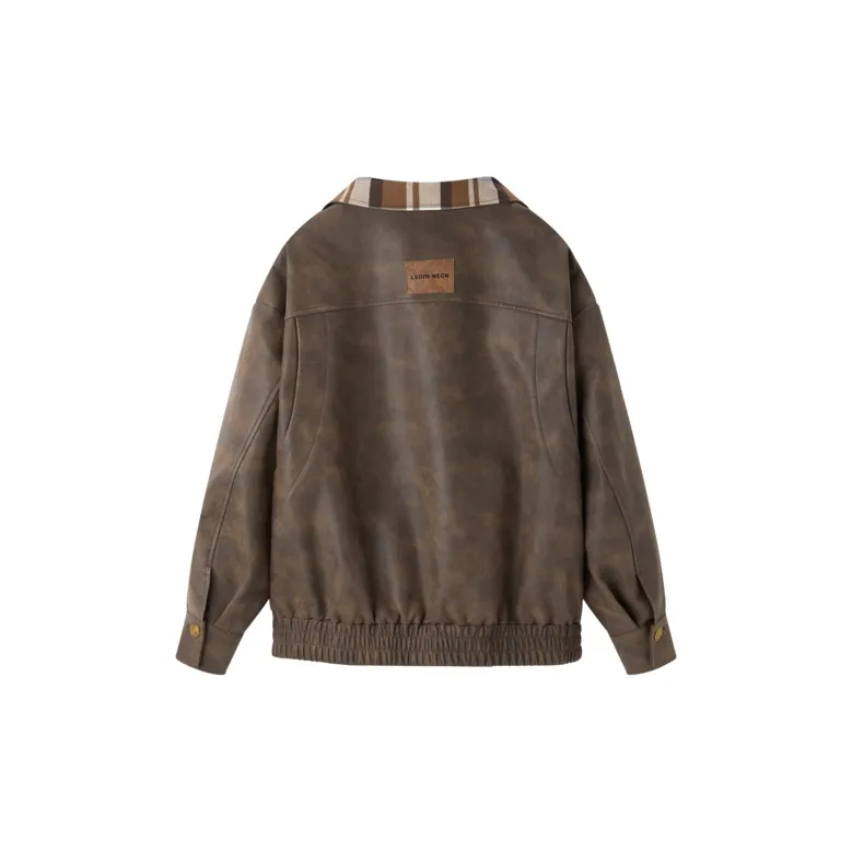 LEDIN Leather Jacket Women's Brown-1