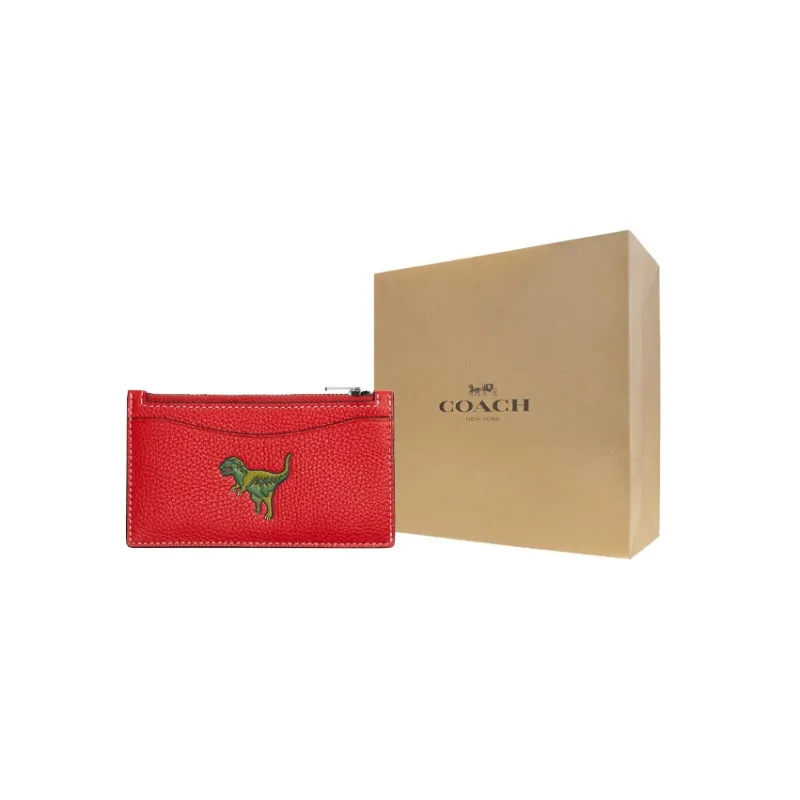 COACH Rexy Cow Leather Document Bag, Card Holder Mini Women's Red-4