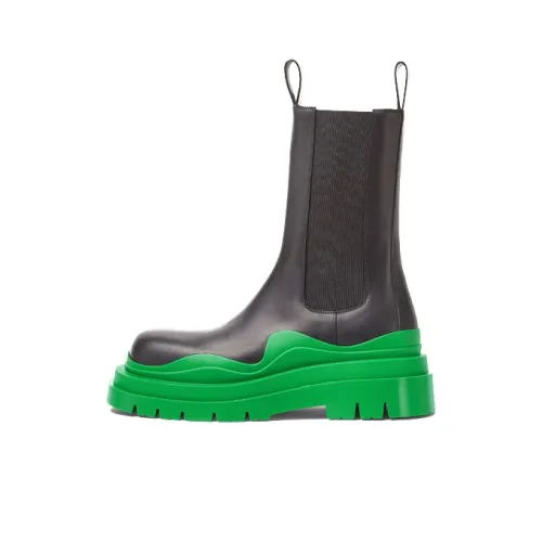 Bottega Veneta Tire Chelsea Boots Men Black/Green