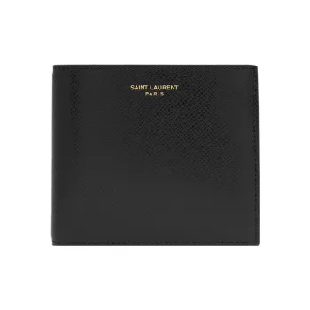 SAINT LAURENT PARIS Leather Wallet Men's Black