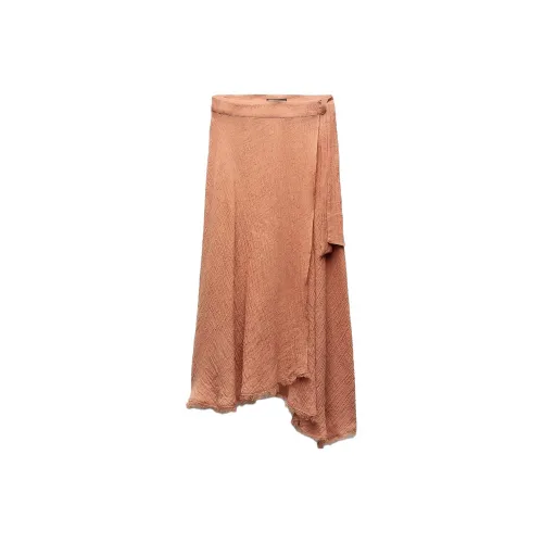 ZARA Casual Long Skirts Women's Earth Gray Pink