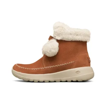 Skechers On The Go Joy Pompom Snow Boots 'Brown White' Women's