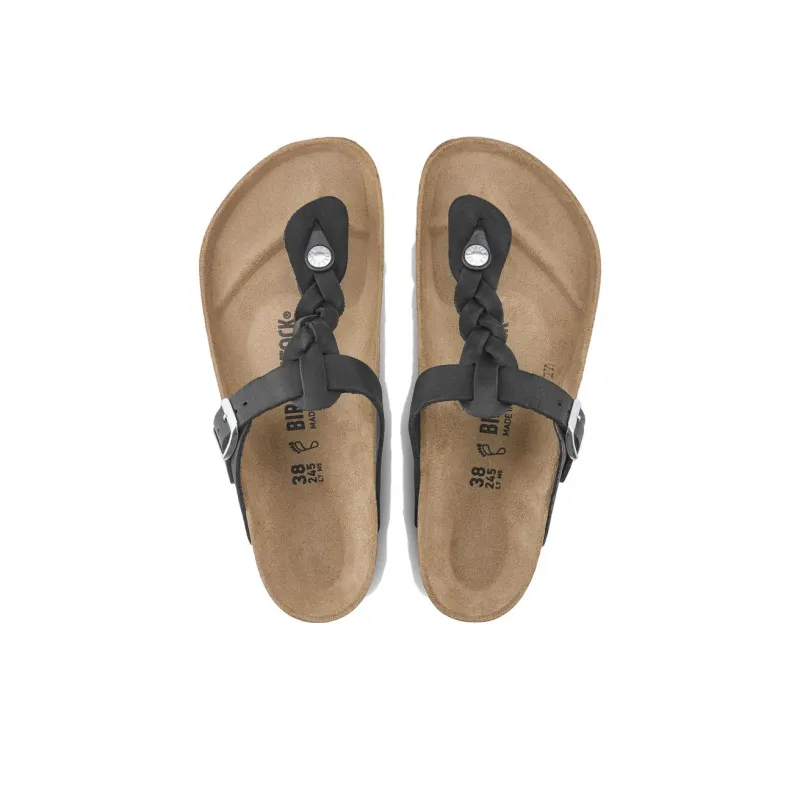 Birkenstock Women's Gizeh Braided Oiled Leather 'Black' Women's-1