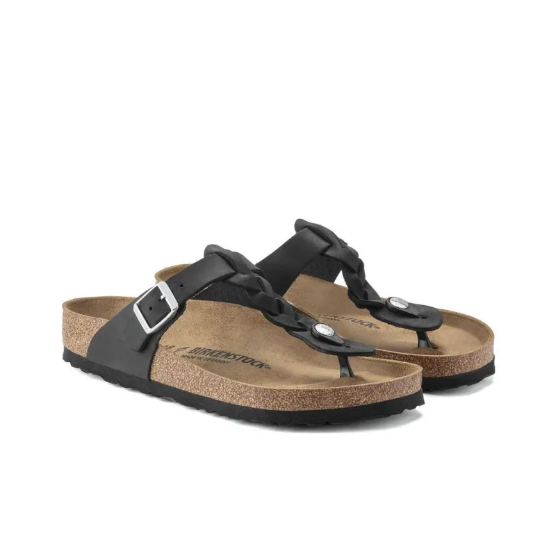Birkenstock Women's Gizeh Braided Oiled Leather 'Black' Women's-3