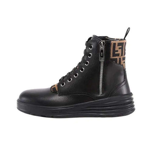 FENDI Leather Ankle Boot 'FF Logo - Black Brown'