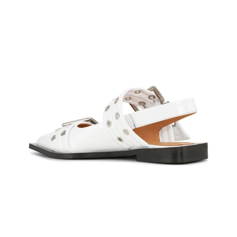 GANNI Wide Welt Buckled Ballerina Shoes-2
